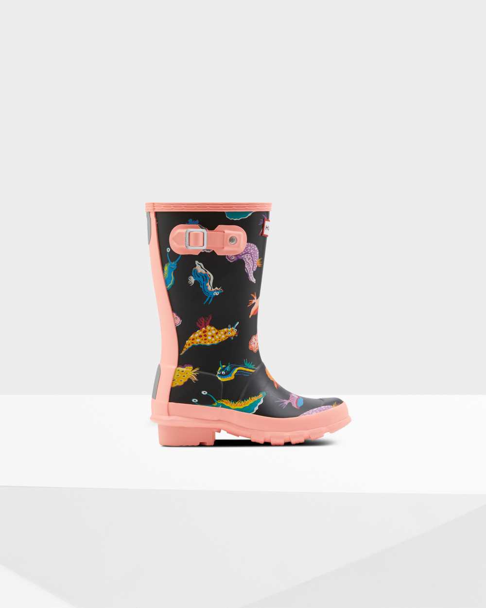 Kids Hunter Original Big Sea Monster Print Rain Boots Pink | MSNEWU-287